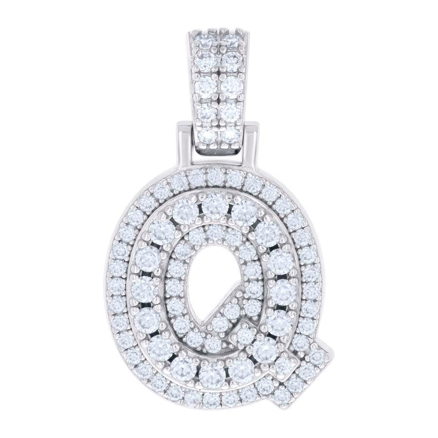 925 Silver Initial Letter "Q" Pendant Moissanite C