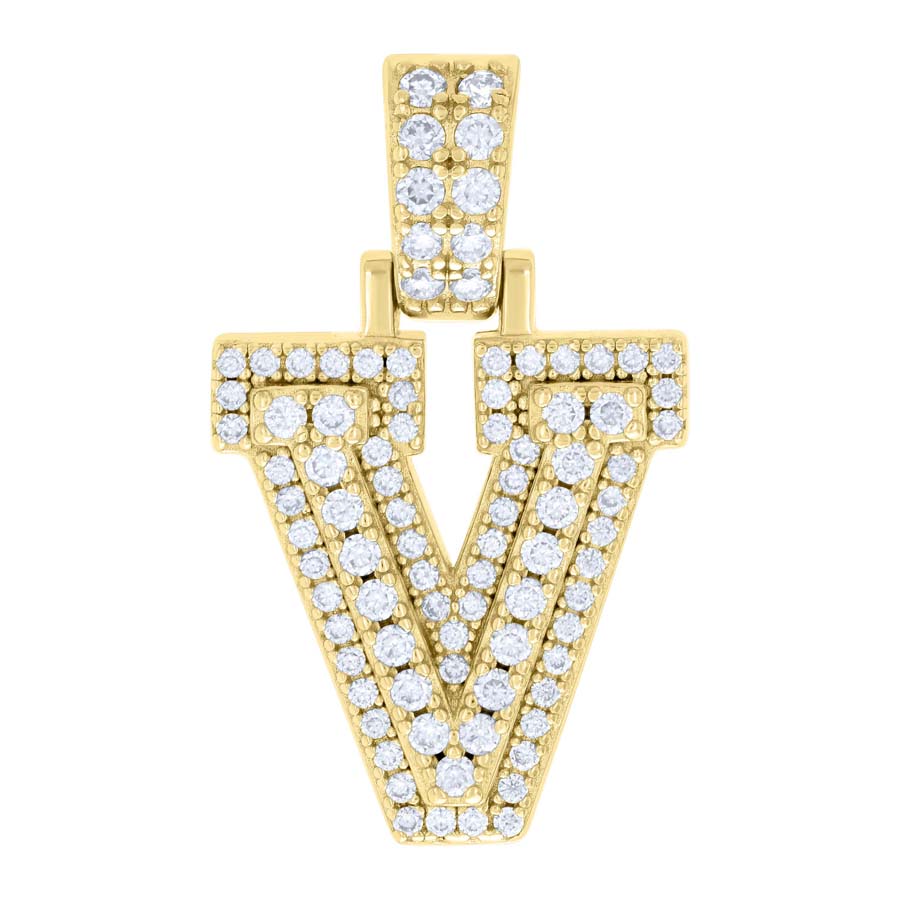 925 Silver Initial Letter "V" Pendant Moissanite C