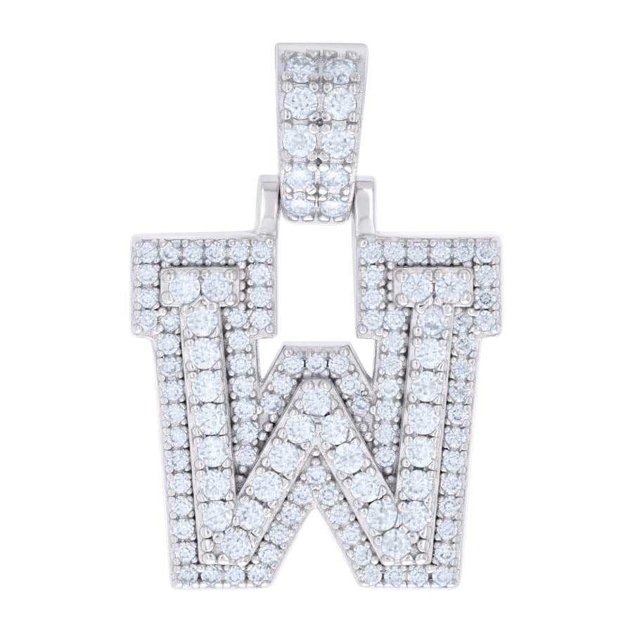 925 Silver Initial Letter "W" Pendant Moissanite C