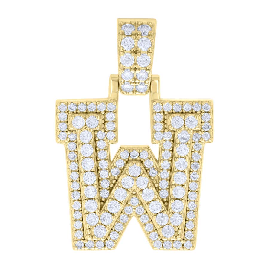 925 Silver Initial Letter "W" Pendant Moissanite C