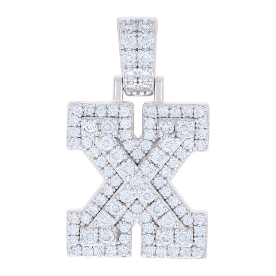 925 Silver Initial Letter "X" Pendant Moissanite C