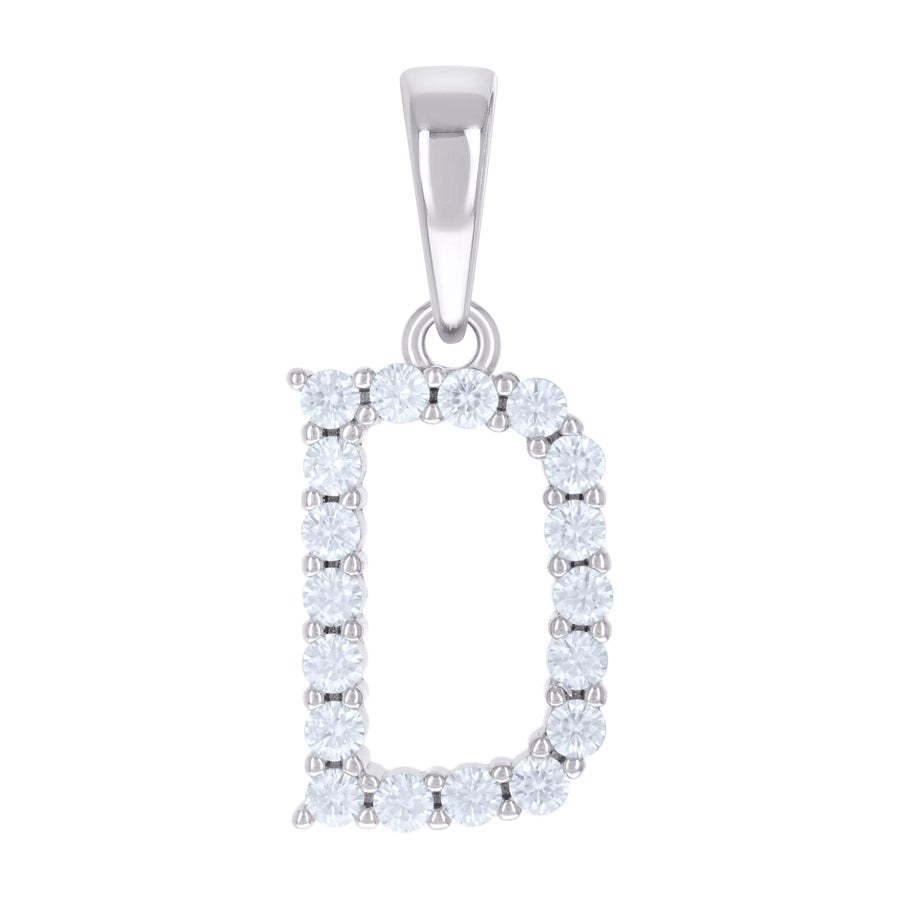 925 Silver Initial Letter "D" Pendant Moissanite C
