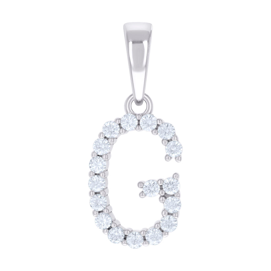 925 Silver Initial Letter "G" Pendant Moissanite C
