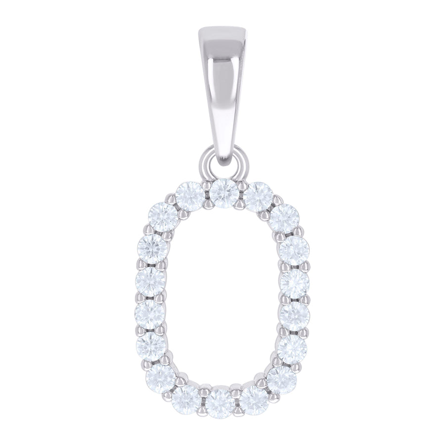 925 Silver Initial Letter "O" Pendant Moissanite C