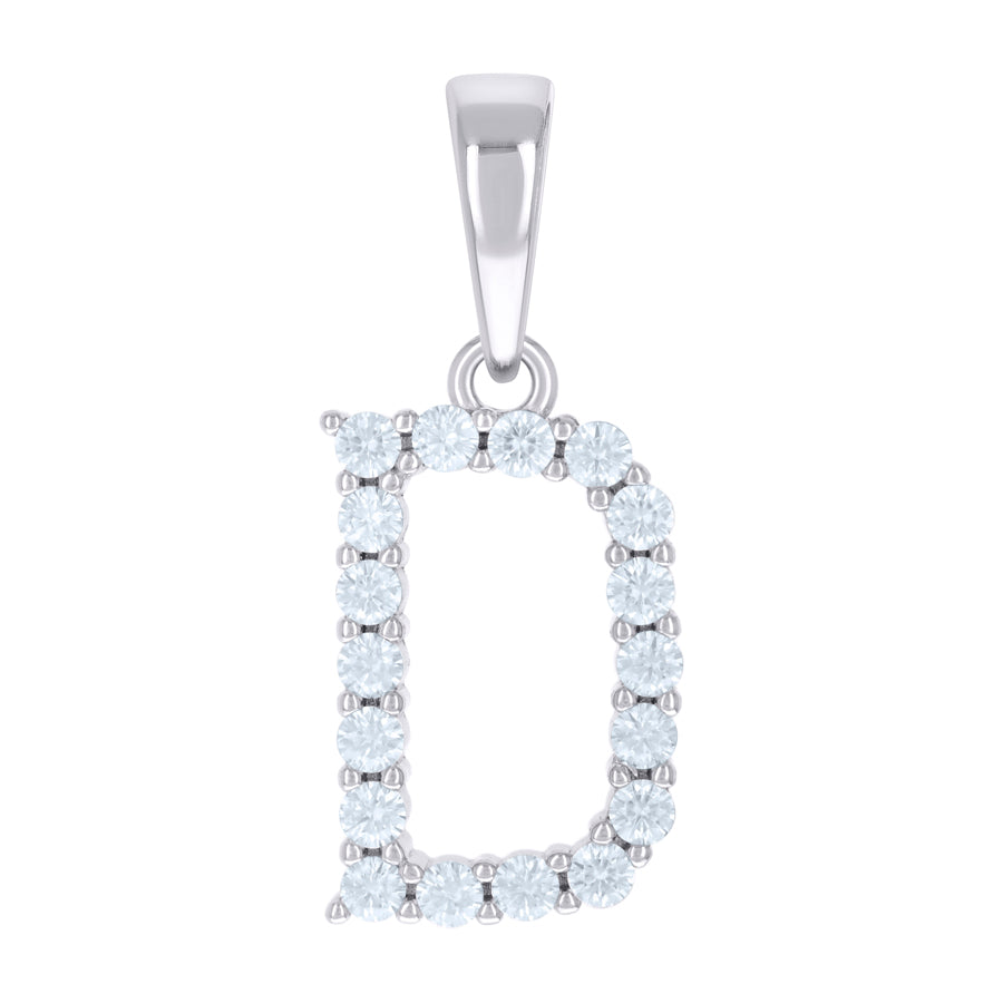 925 Sterling Silver Cz Pendant Initial Letter "D"
