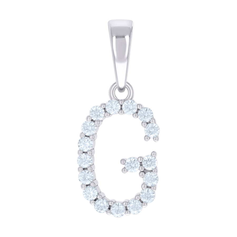 925 Sterling Silver Cz Pendant Initial Letter "G"