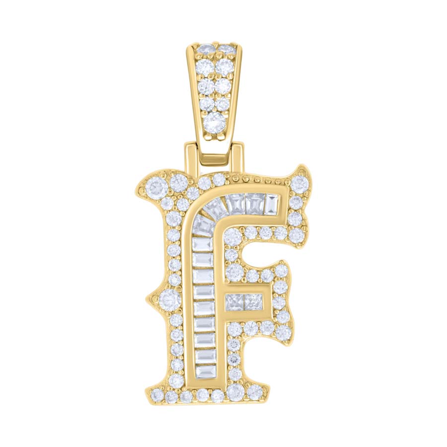 925 Silver Pendant "F" Moissanite 0.51Ct, Baguette