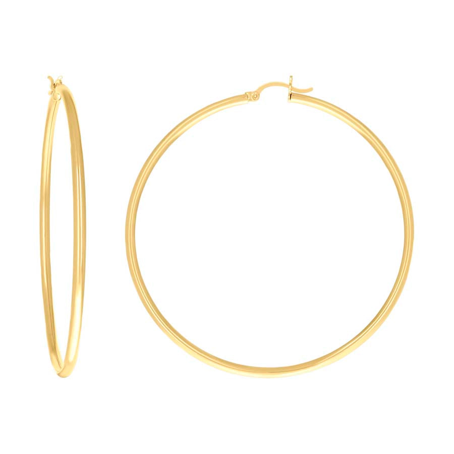 14Kt Gold 2mm Plain Hoop Earrings