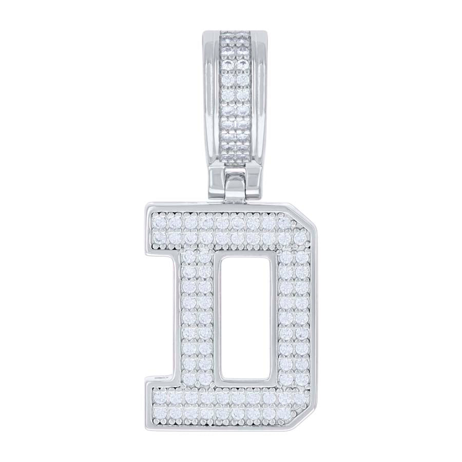 925 Silver Initial Letter "D" Pendant Moissanite C