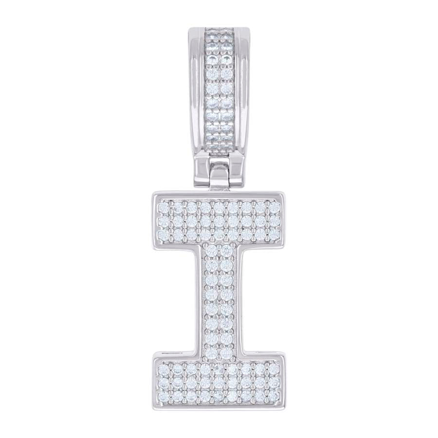 925 Silver Initial Letter "I" Pendant Moissanite C