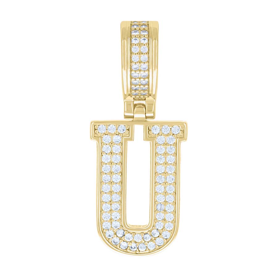 925 Silver Initial Letter "U" Pendant Moissanite C