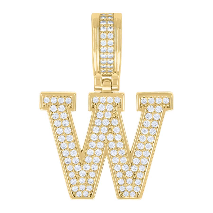 925 Silver Initial Letter "W" Pendant Moissanite C