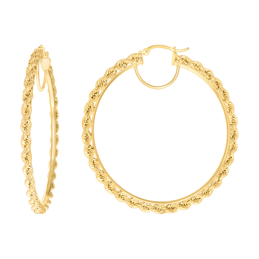 10Kt Gold Fancy Hoop Earrings 3mm