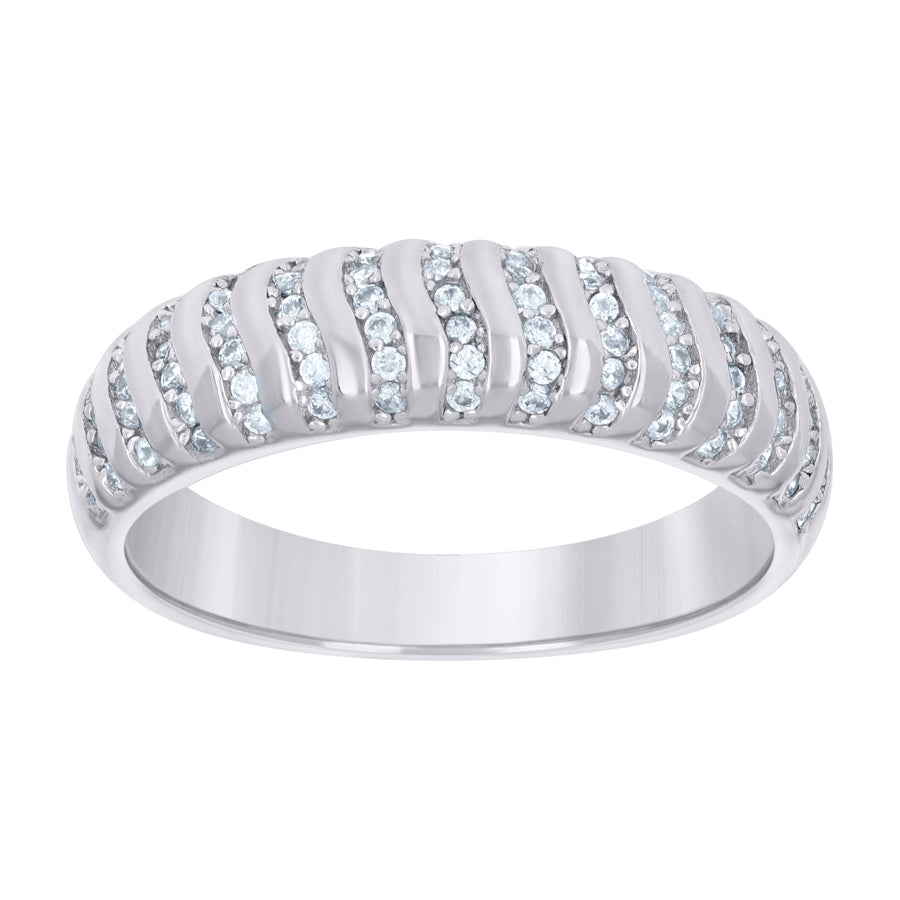 925 Sterling Silver 0.40Ctw Moissanite Ring Band S
