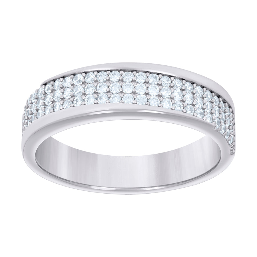 925 Sterling Silver 0.60Ctw Moissanite Ring Band S