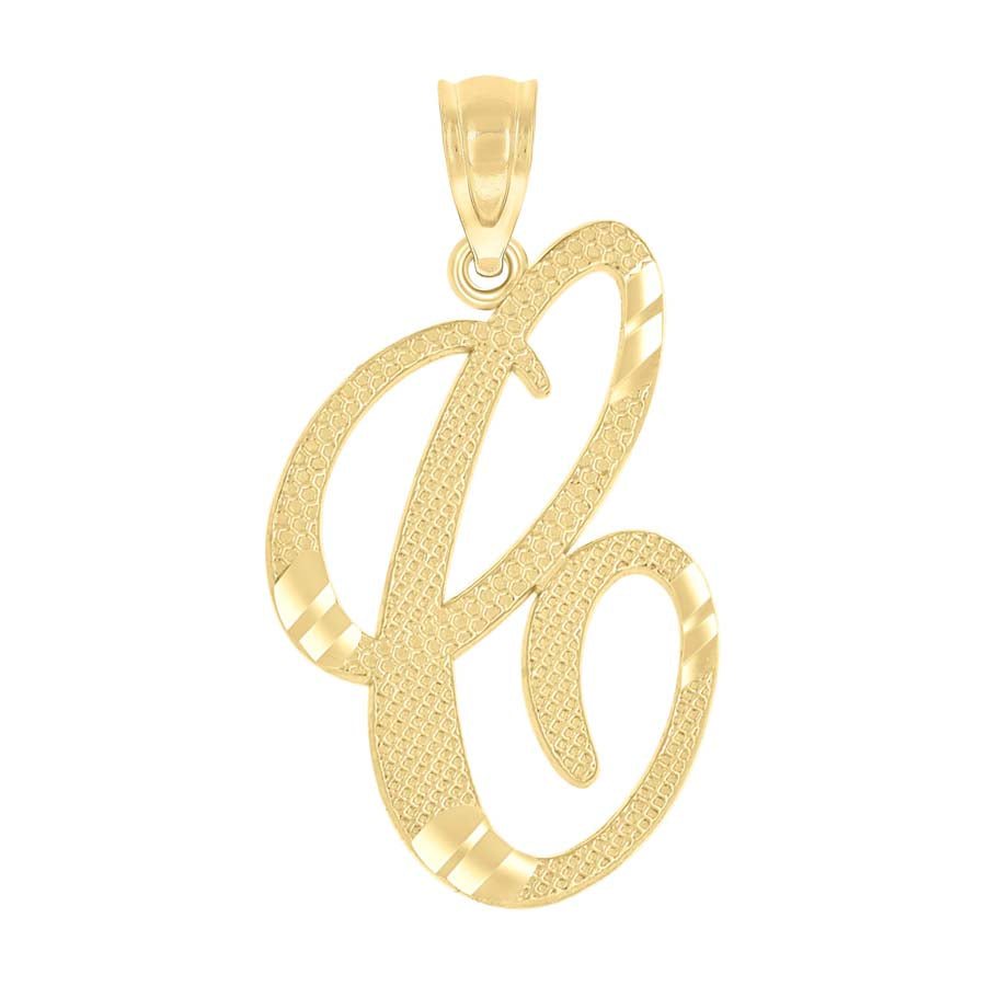 10K Gold Initial Letter "C" Pendant