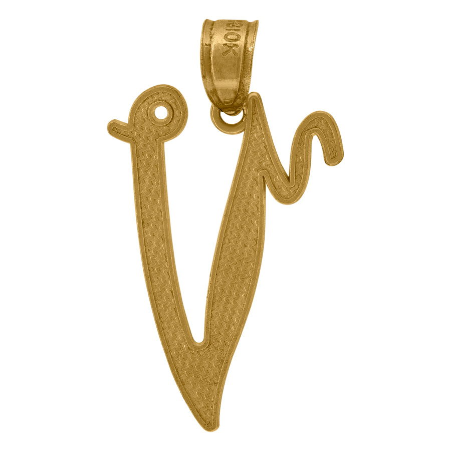 10K Gold Initial Letter "V" Pendant