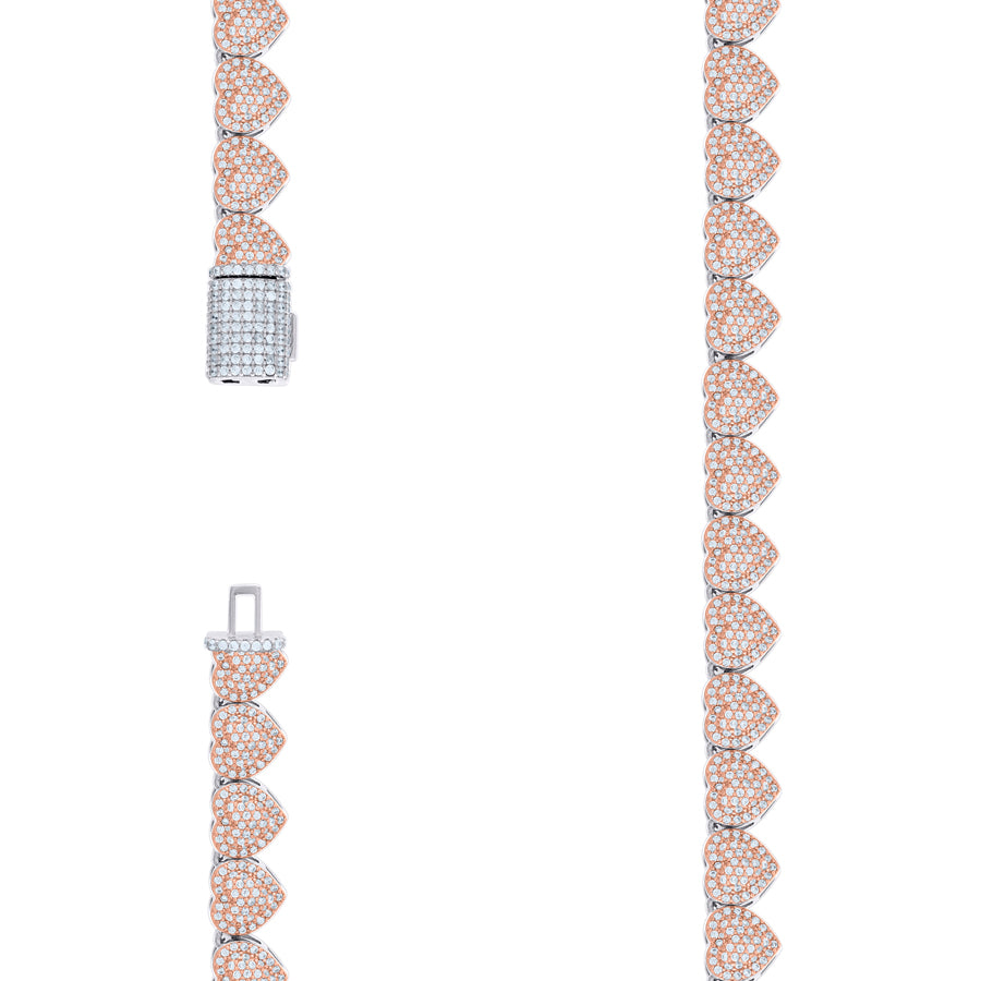 925 Sterling Silver Cz Heart Necklace 8mm