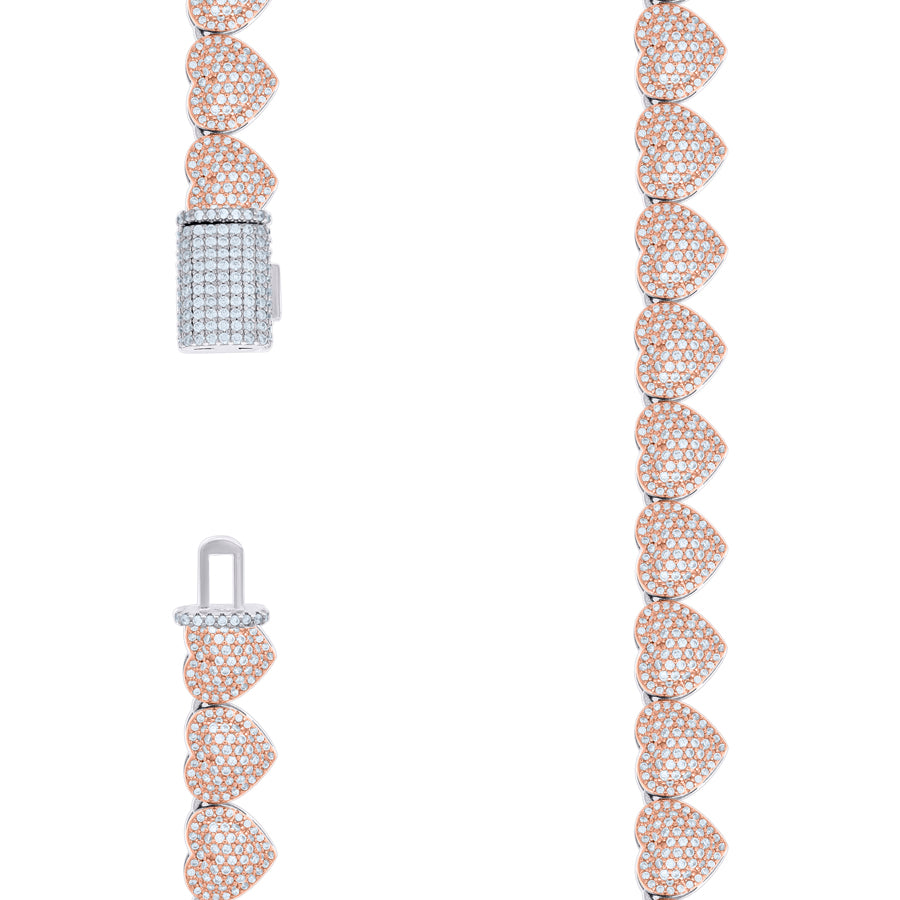 925 Sterling Silver Cz Heart Necklace 10mm