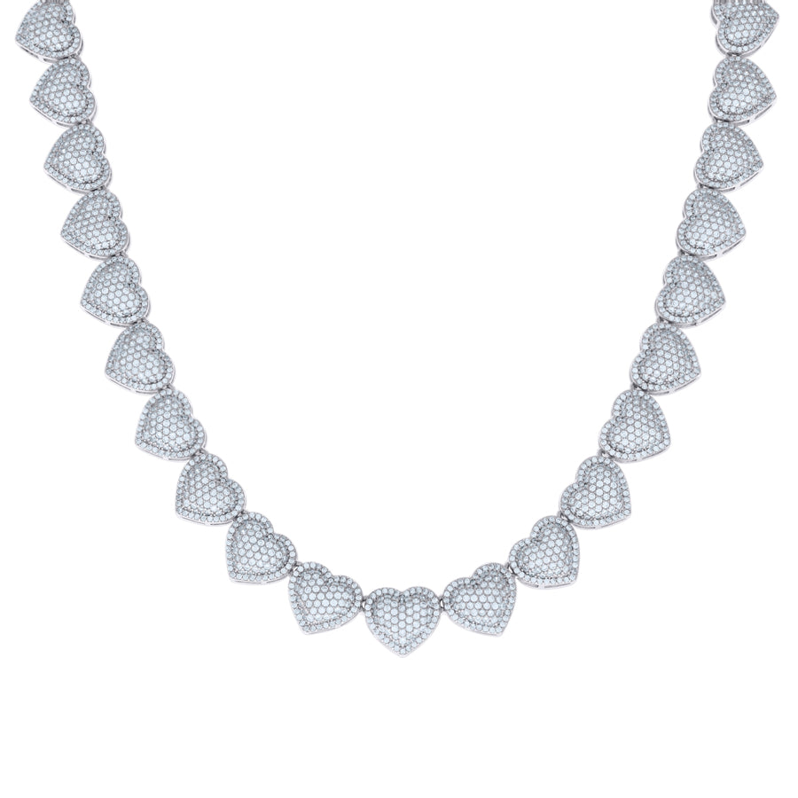 925 Sterling Silver Cz Heart Necklace 12mm