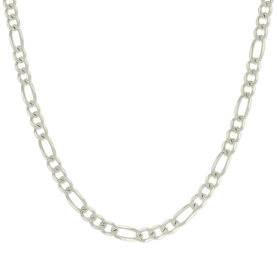 925 Sterling Silver Solid Pave Classic Figaro Silver Plated 100 4.0mm