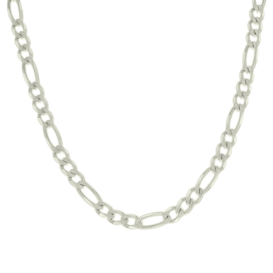 925 Sterling Silver Solid Pave Classic Figaro Silver Plated 120 5.0mm