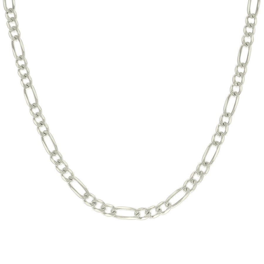 925 Sterling Silver Solid Pave Classic Figaro Silver Plated 150 6.0mm