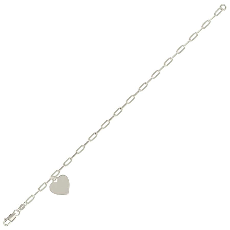 925 Sterling Silver Heart Silver Plated Bracelet 7