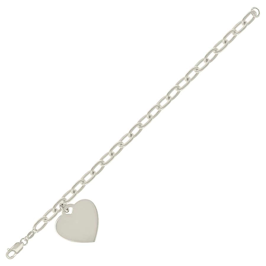 925 Sterling Silver Heart Silver Plated Bracelet 7