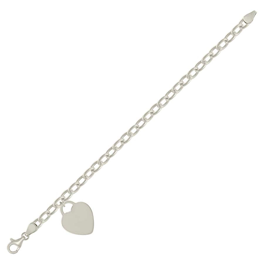 925 Sterling Silver Heart Silver Plated Bracelet 7