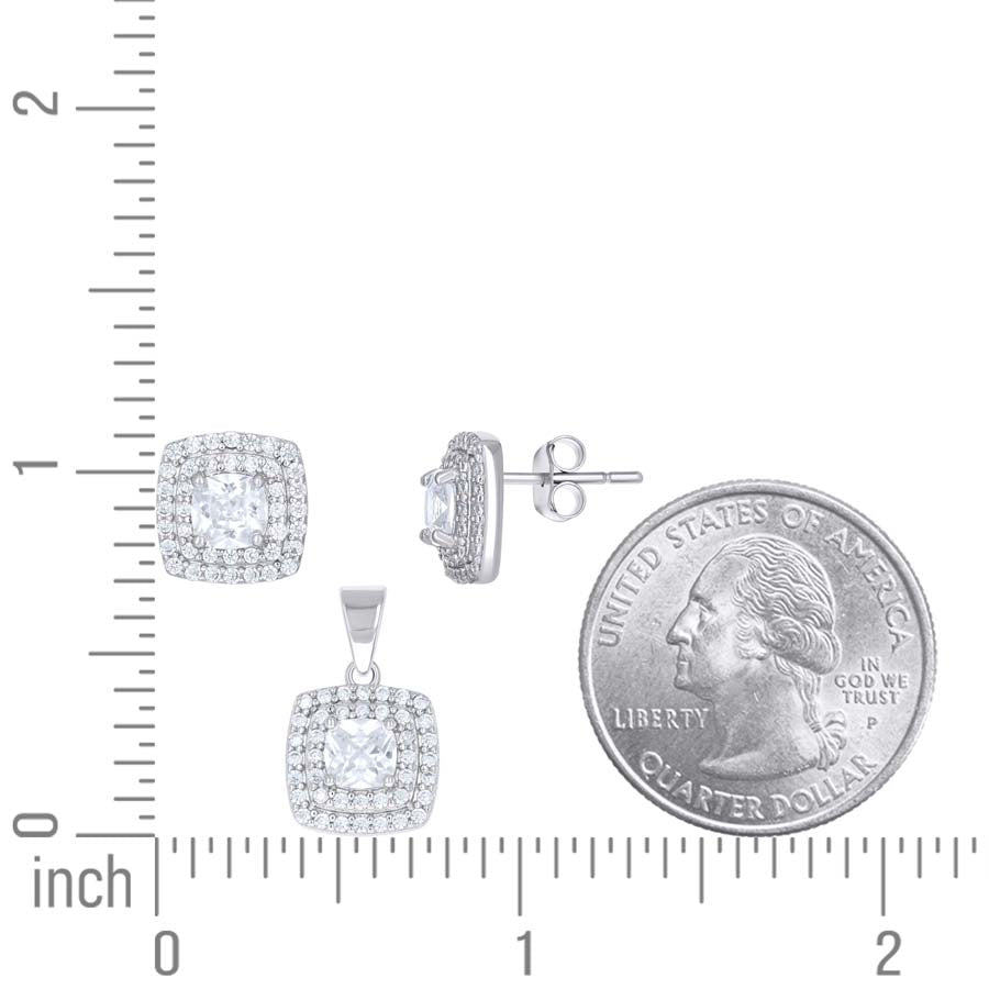 925 Sterling Silver Cz Set