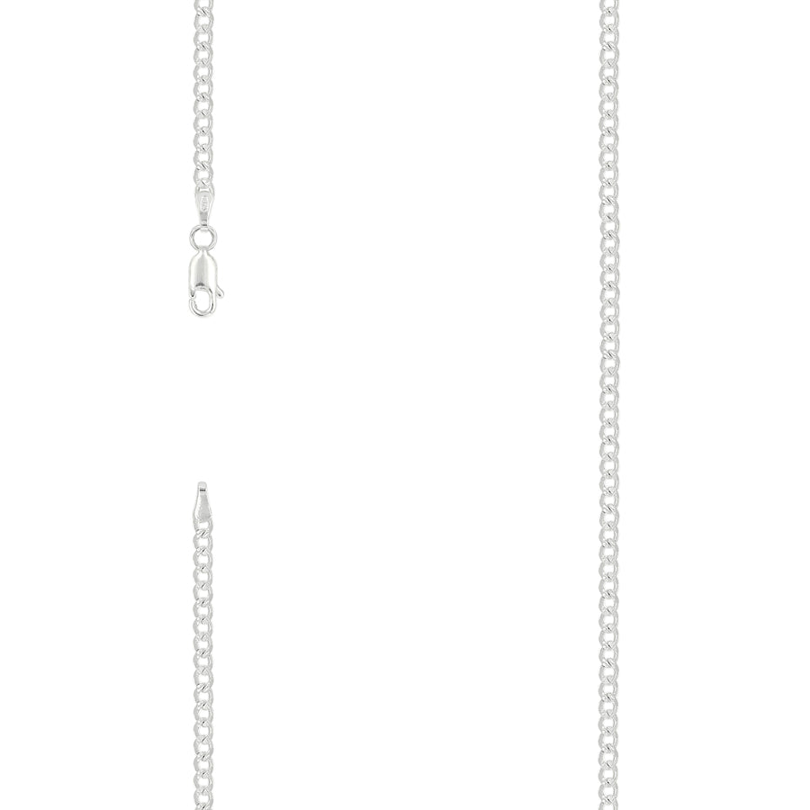 925 Sterling Silver Solid Pave Classic Cuban Chain Silver 080 3mm