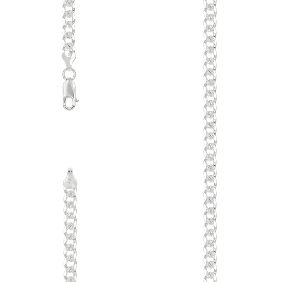 925 Sterling Silver Solid Pave Classic Cuban Chain Silver 150 6mm