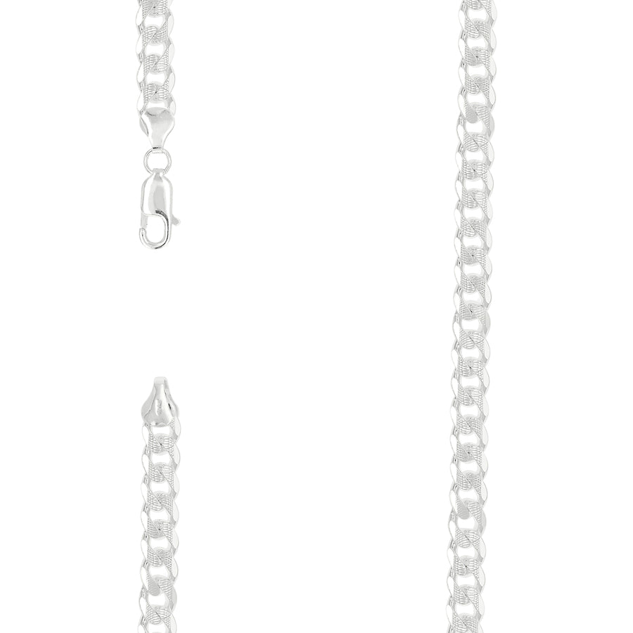 925 Sterling Silver Solid Pave Classic Cuban Chain Silver 200 8mm