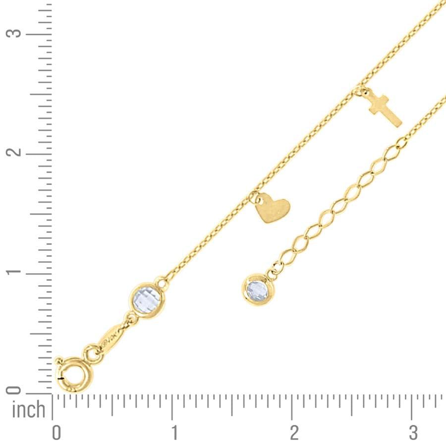 14Kt Gold Anklet 10" (9"+1")
