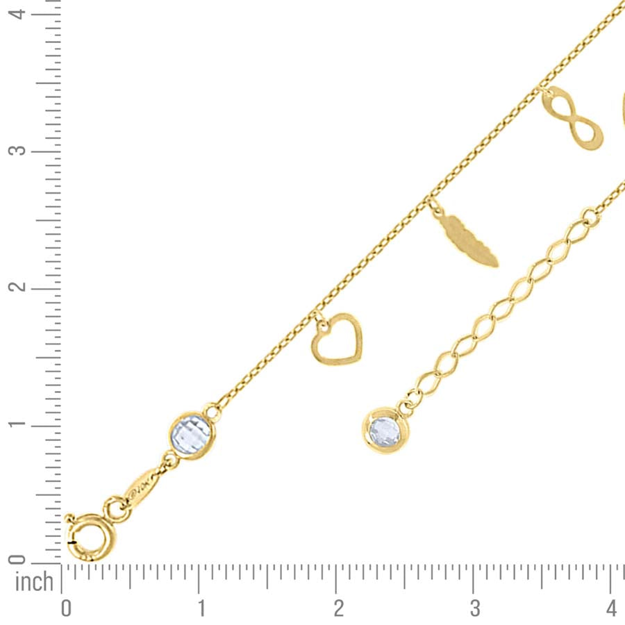 10Kt Gold Anklet 10" (9"+1")