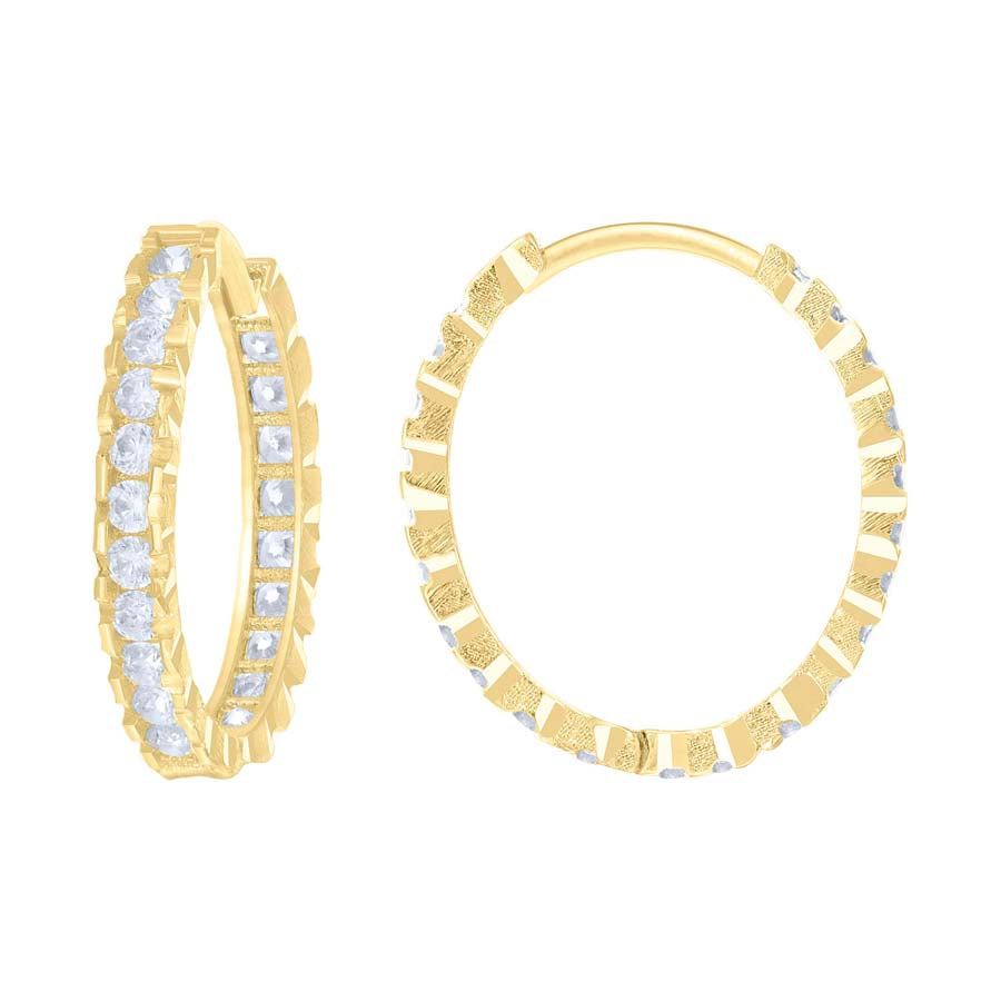 14Kt Gold Cz Hoop Earings