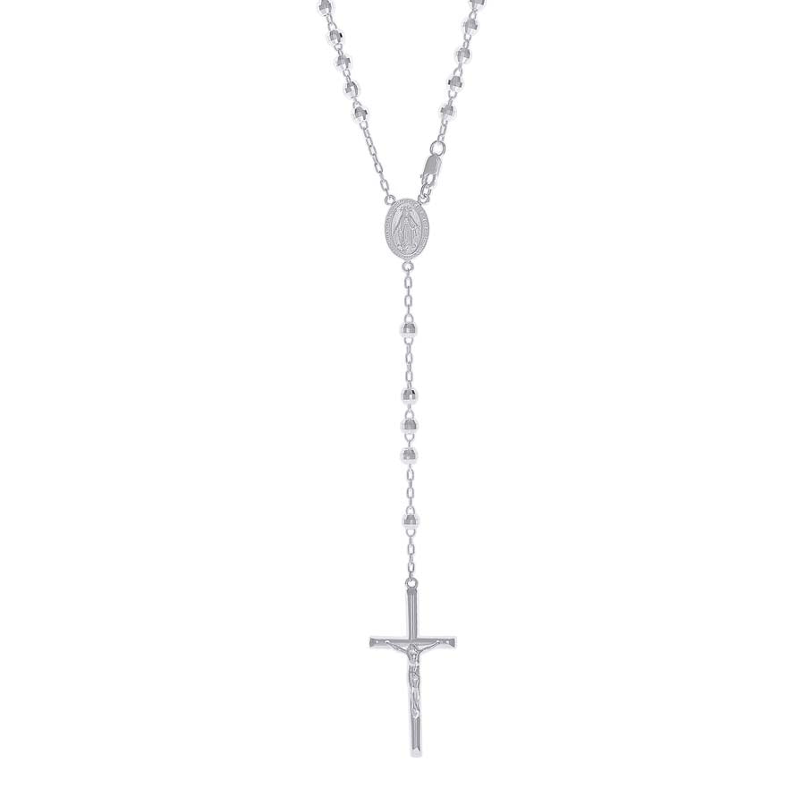 925 Sterling Silver Rosary Rhodium 4mm