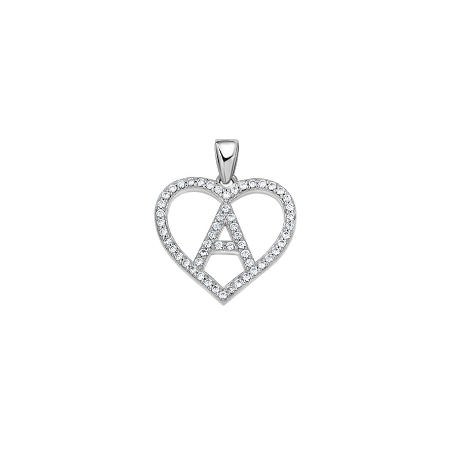 925 Sterling Silver Cz Initial Letter Pendant "A"
