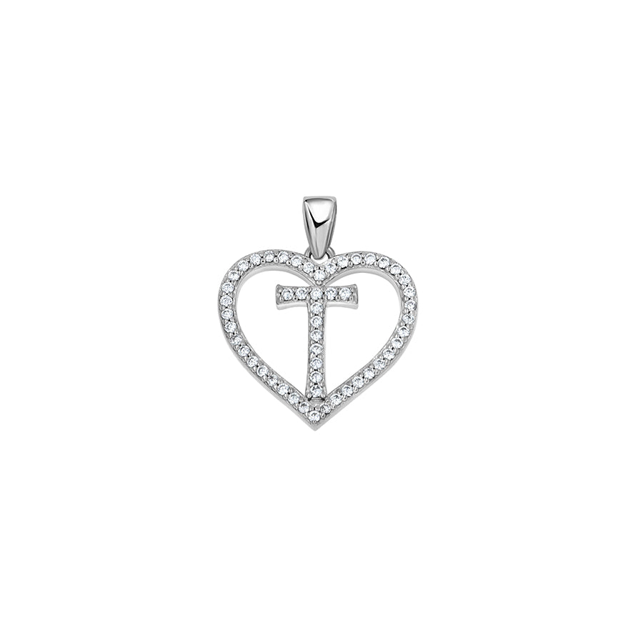 925 Sterling Silver Cz Initial Letter Pendant "T"