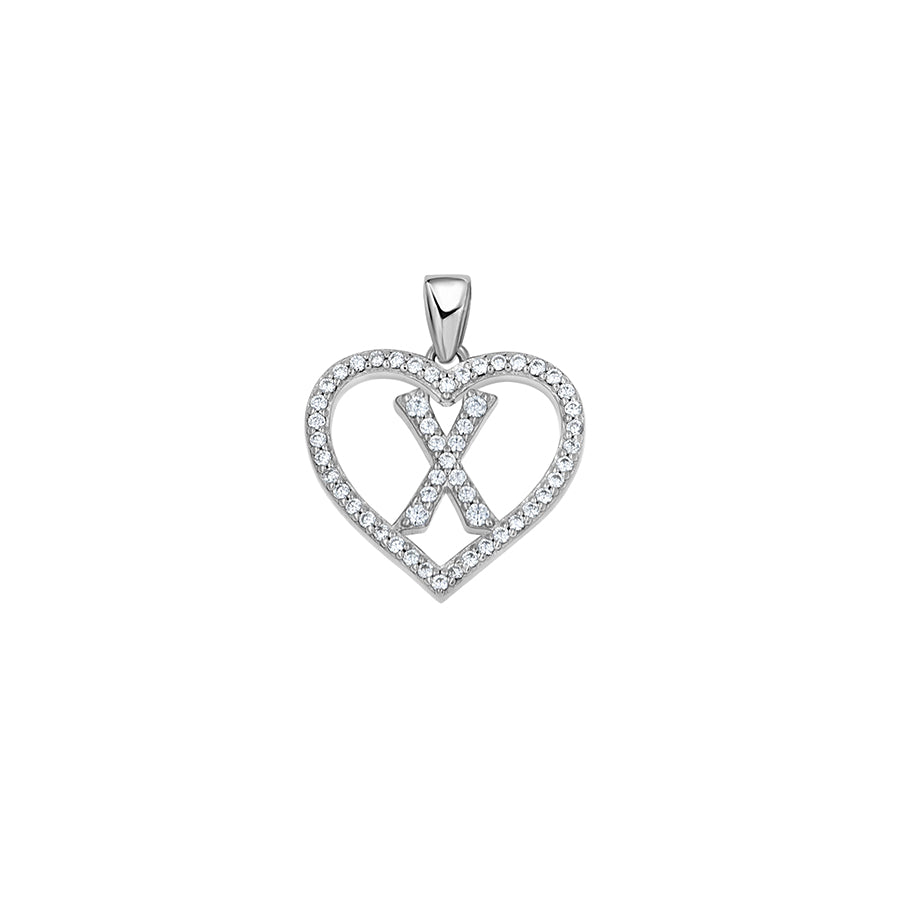 925 Sterling Silver Cz Initial Letter Pendant "X"