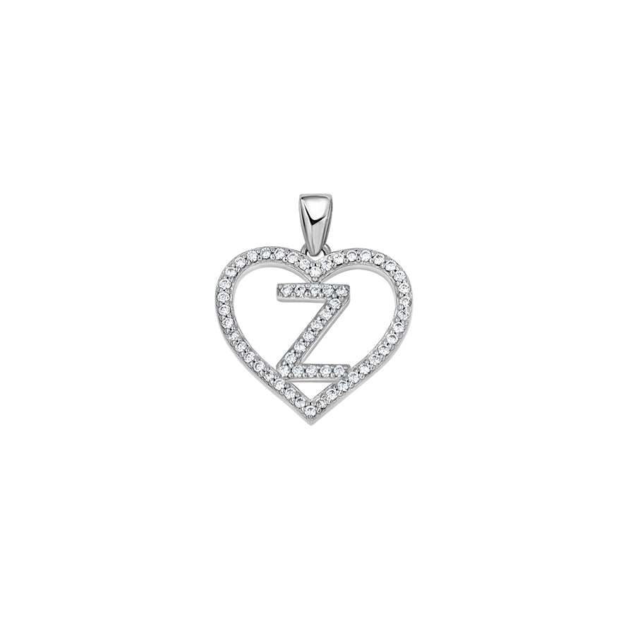 925 Sterling Silver Cz Initial Letter Pendant "Z"