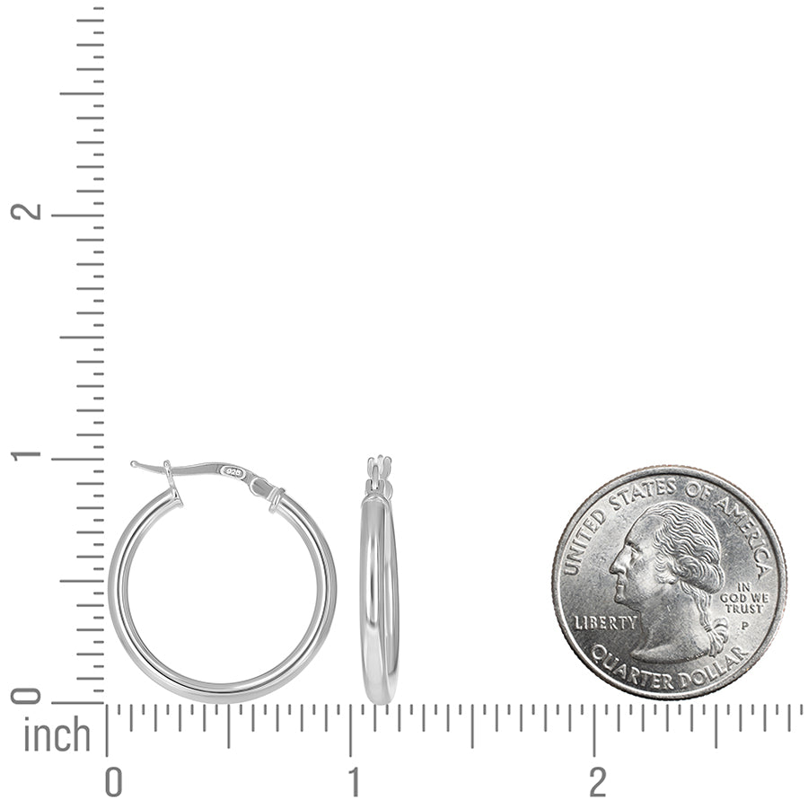 925 Sterling Silver Tube Hoop Earrings 2.5mm-20-Silver