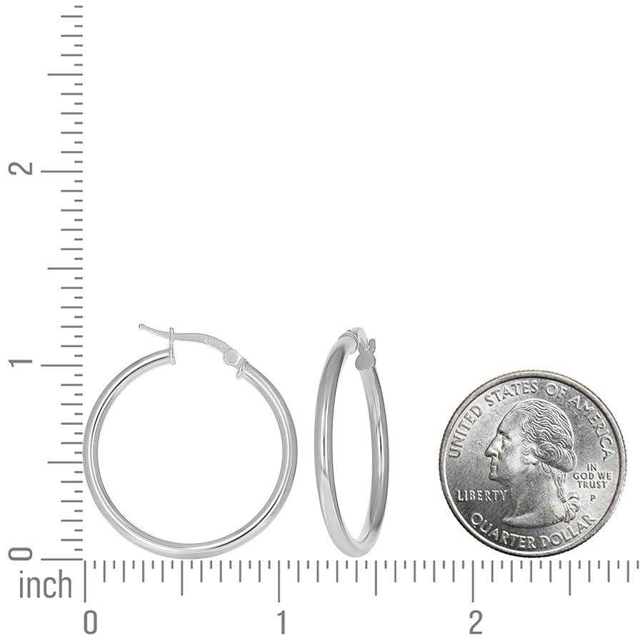 925 Sterling Silver Tube Hoop Earrings 2.5mm-25-Silver