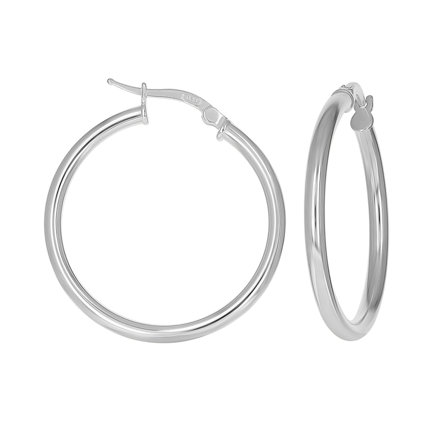 925 Sterling Silver Tube Hoop Earrings 2.5mm-25-Silver