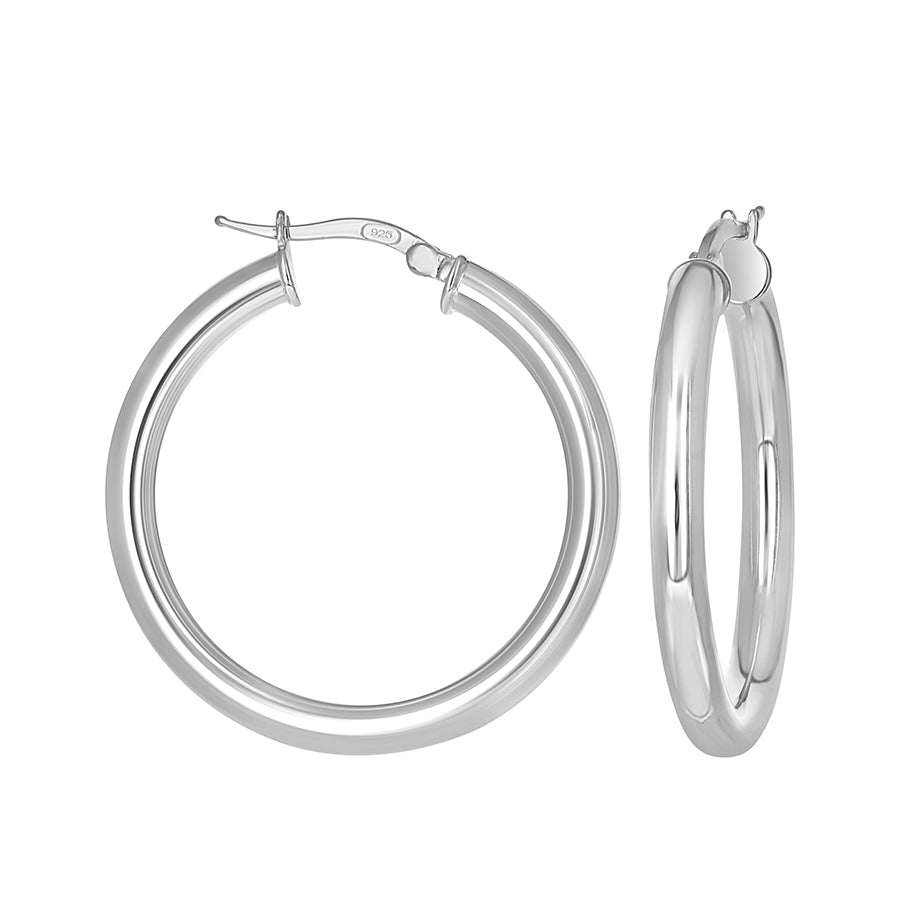 925 Sterling Silver Tube Hoop Earrings 3.5mm-25
