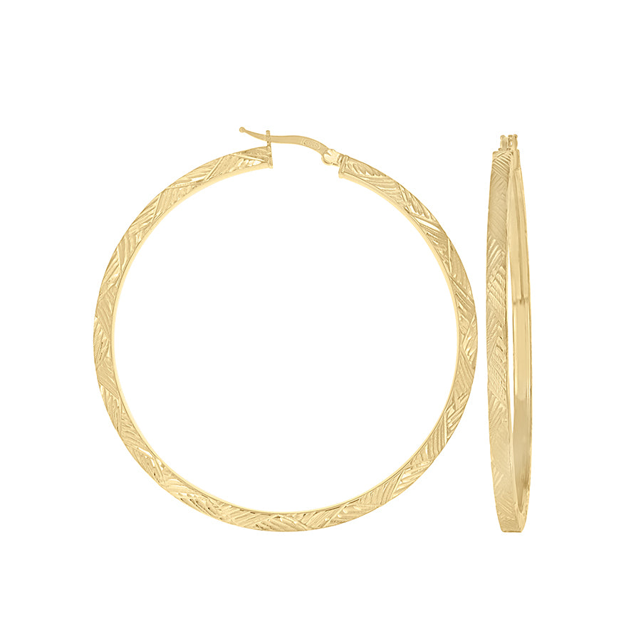 925 Sterling Silver Dc Hoop Earrings 3X3 -50-Yello