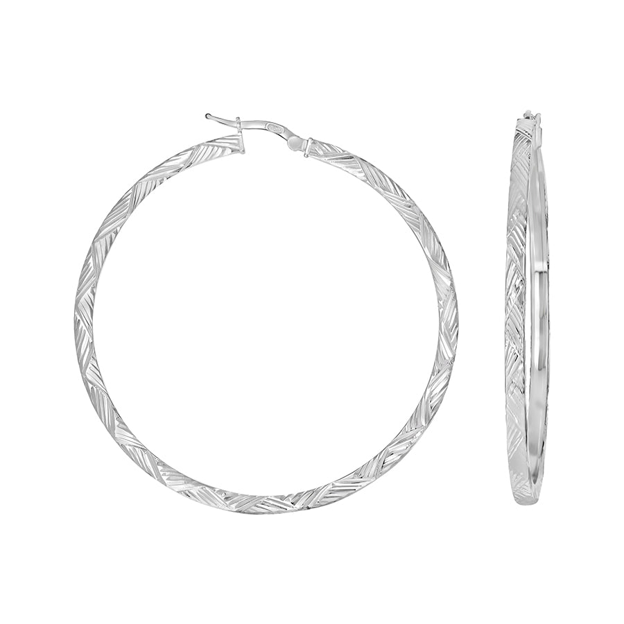 925 Sterling Silver Dc Hoop Earrings 3X3 -50