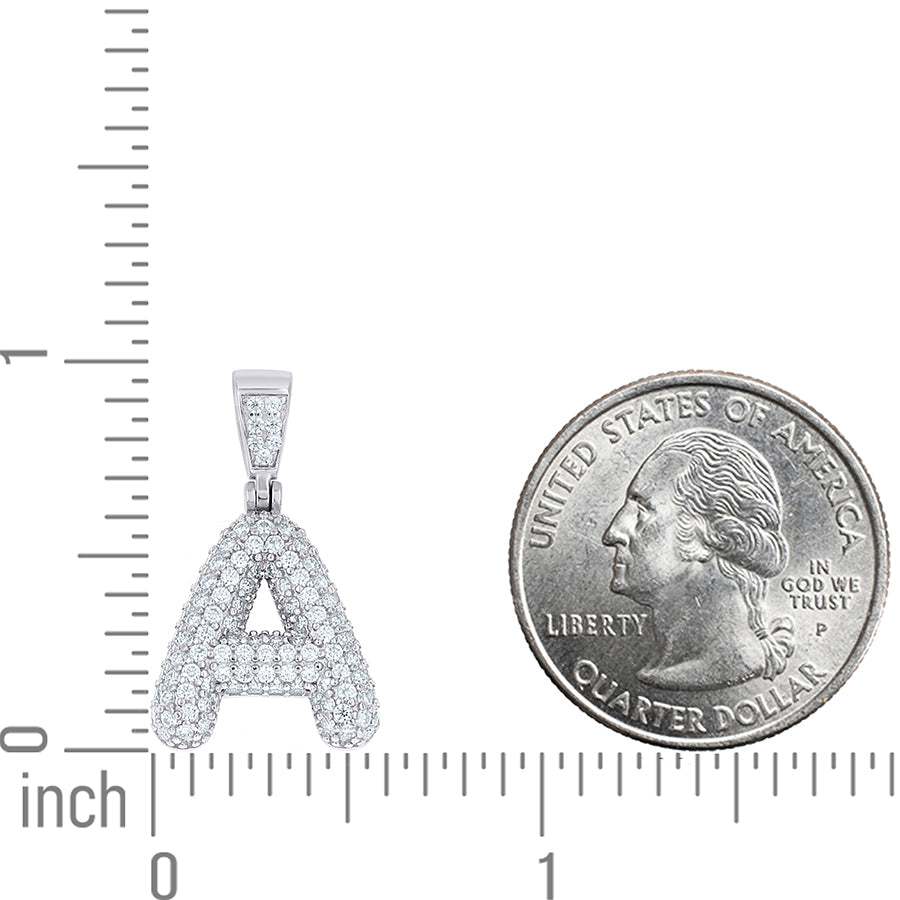 925 Sterling Silver Initial Letter Moissanite Pendant