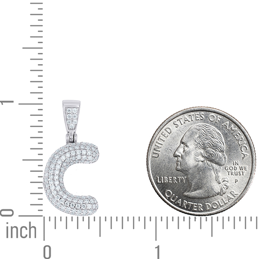 925 Sterling Silver Initial Letter Moissanite Pendant